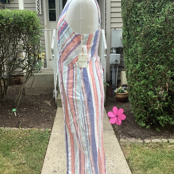 Sandy and Sid women's striped Sun dress large lined ribbed back spaghetti strap - Picture 4 of 12